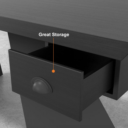 HMR Cabstract Series Modern 63" Office Desk with Drawer - Black