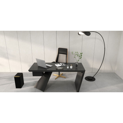 HMR Cabstract Series Modern 63" Office Desk with Drawer - Black