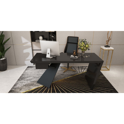HMR Cabstract Series Modern 63" Office Desk with Drawer - Black