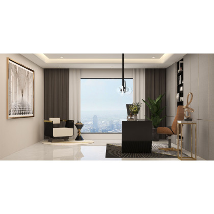 HMR Cabstract Series Modern 63" Office Desk with Drawer - Black
