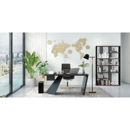 HMR Cabstract Series Modern 63" Office Desk with Drawer - Black