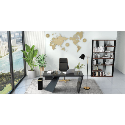 HMR Cabstract Series Modern 63" Office Desk with Drawer - Black