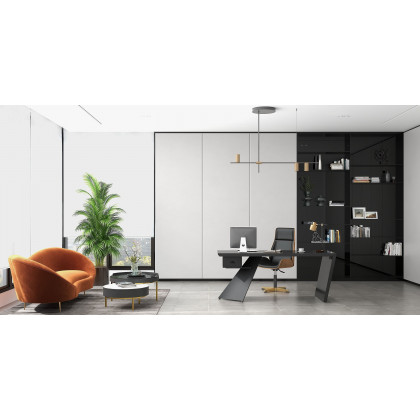 HMR Cabstract Series Modern 63" Office Desk with Drawer - Black