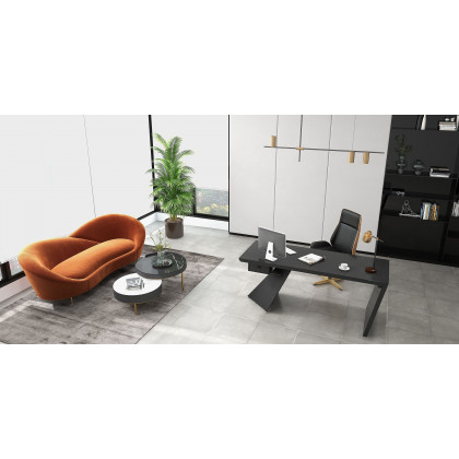 HMR Cabstract Series Modern 63" Office Desk with Drawer - Black