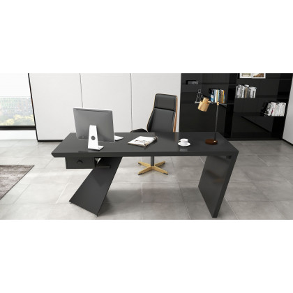 HMR Cabstract Series Modern 63" Office Desk with Drawer - Black