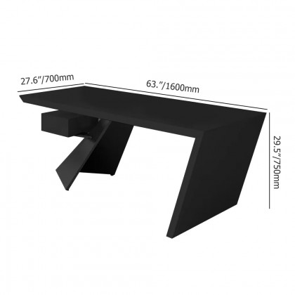 HMR Cabstract Series Modern 63" Office Desk with Drawer - Black