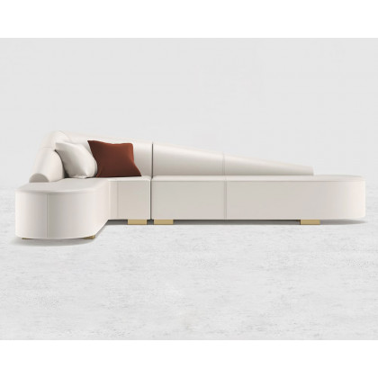 HMR Modern 6-Seater L-Shaped Corner Faux Leather Upholstery Sectional Sofa - White