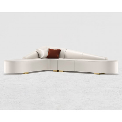 HMR Modern 6-Seater L-Shaped Corner Faux Leather Upholstery Sectional Sofa - White