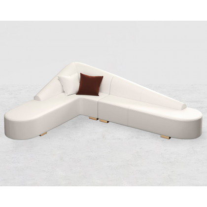 HMR Modern 6-Seater L-Shaped Corner Faux Leather Upholstery Sectional Sofa - White