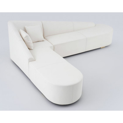 HMR Modern 6-Seater L-Shaped Corner Faux Leather Upholstery Sectional Sofa - White