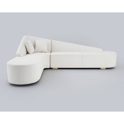 HMR Modern 6-Seater L-Shaped Corner Faux Leather Upholstery Sectional Sofa - White