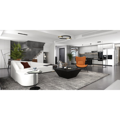 HMR Modern 6-Seater L-Shaped Corner Faux Leather Upholstery Sectional Sofa - White