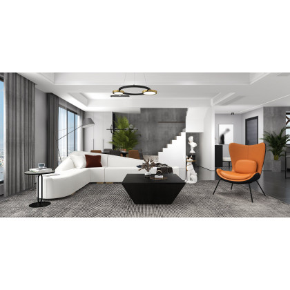 HMR Modern 6-Seater L-Shaped Corner Faux Leather Upholstery Sectional Sofa - White