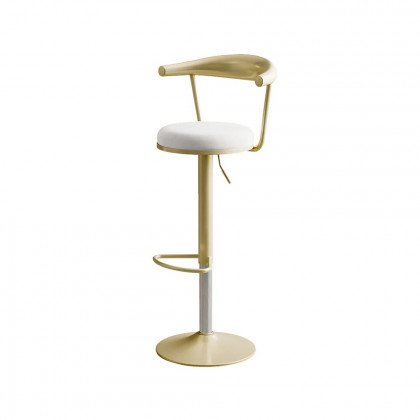 HMR Modern Adjustable Swivel Bar Stools or Counter Stools with Velvet Upholstery (Single) - White