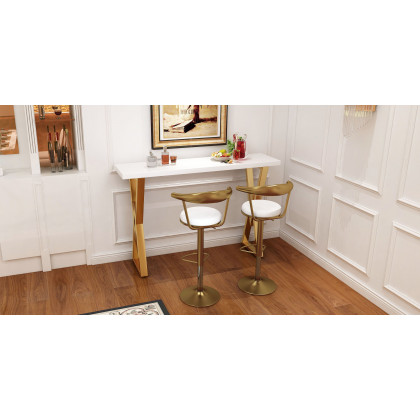 HMR Modern Adjustable Swivel Bar Stools or Counter Stools with Velvet Upholstery (Single) - White