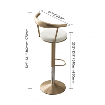 HMR Modern Adjustable Swivel Bar Stools or Counter Stools with Velvet Upholstery (Single) - White