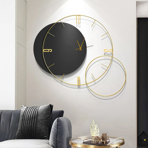 HMR Modern Round Oversized Wall Clock Home Decor Art - Black
