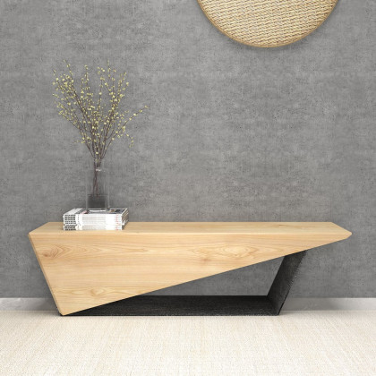 HMR Rustic 3-Person 59" Bench with Metal Base - Natural