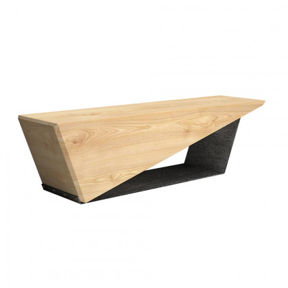 HMR Rustic 3-Person 59" Bench with Metal Base - Natural