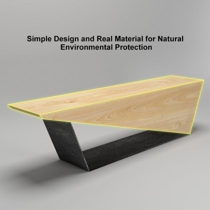 HMR Rustic 3-Person 59" Bench with Metal Base - Natural