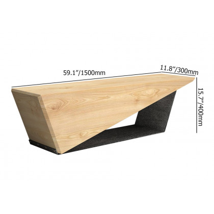 HMR Rustic 3-Person 59" Bench with Metal Base - Natural