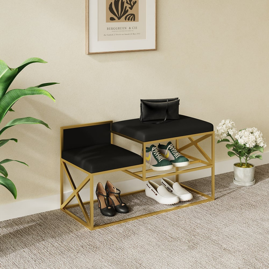 HMR - Modern Bench with PU Leather Upholstered