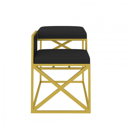 HMR Modern Bench with PU Leather Upholstered - Black
