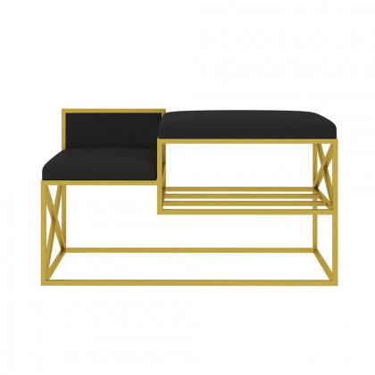 HMR Modern Bench with PU Leather Upholstered - Black