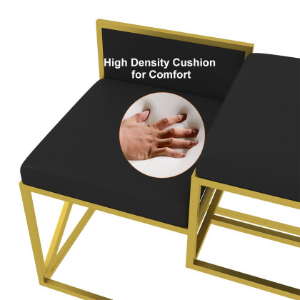 HMR Modern Bench with PU Leather Upholstered - Black