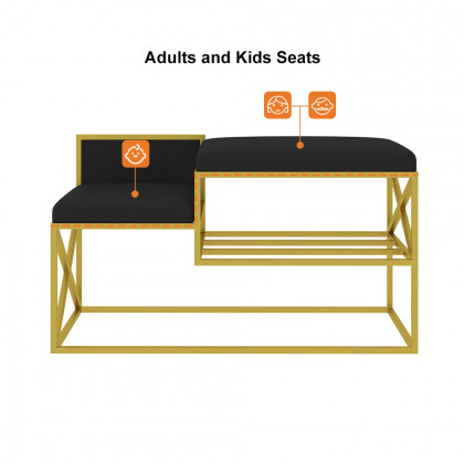HMR Modern Bench with PU Leather Upholstered - Black