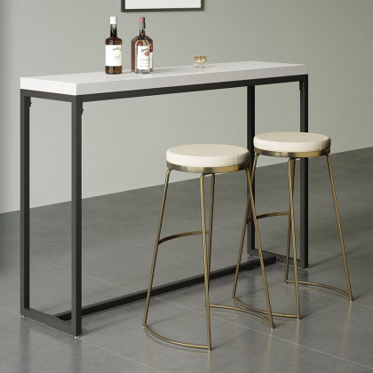 HMR - 59" Industrial Rectangular White Bar Height Table Dining Table for Breakfast Nook