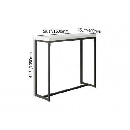 HMR - 59" Industrial Rectangular White Bar Height Table Dining Table for Breakfast Nook