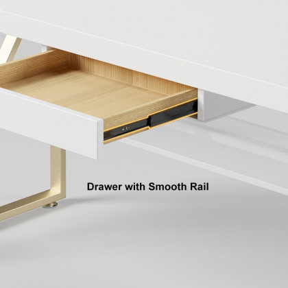 HMR Modern 71" Writing Desk with Drawer & Shelf - White