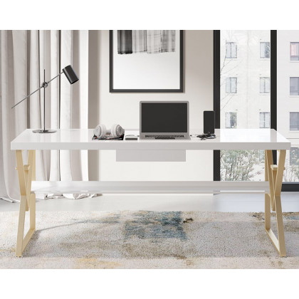 HMR - Modern 59" Writing Desk with Drawer & Shelf