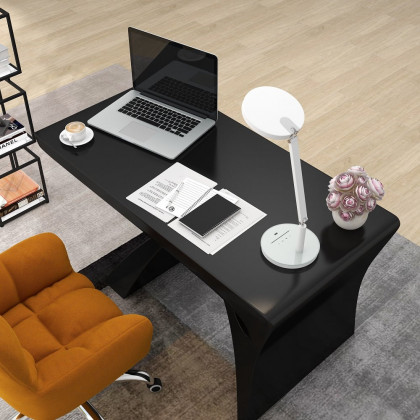 HMR Modern Computer Desk Rectangular Office Desk with Pedestal Base - Black, 55"