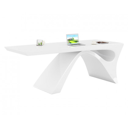 HMR Modern Computer Desk Rectangular Office Desk with Pedestal Base - White, 63"