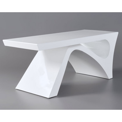 HMR Modern Computer Desk Rectangular Office Desk with Pedestal Base - White, 63"