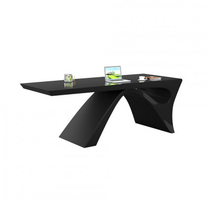 HMR Modern Computer Desk Rectangular Office Desk with Pedestal Base - Black, 63"