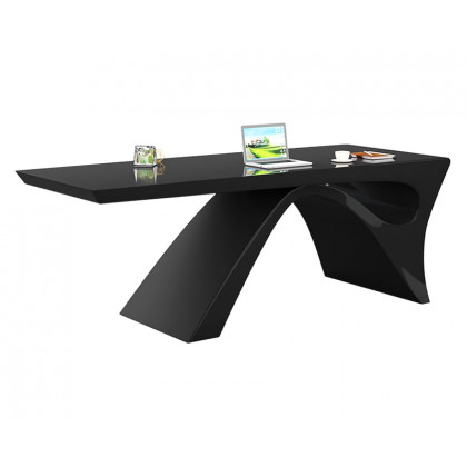 HMR Modern Computer Desk Rectangular Office Desk with Pedestal Base - Black, 63"