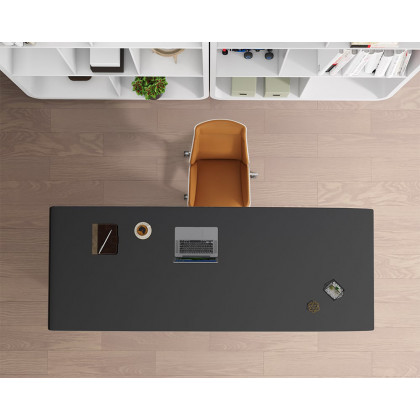 HMR Modern Computer Desk Rectangular Office Desk with Pedestal Base - Black, 71"