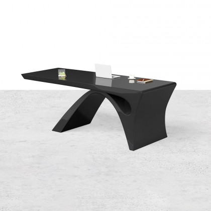 HMR Modern Computer Desk Rectangular Office Desk with Pedestal Base - Black, 71"