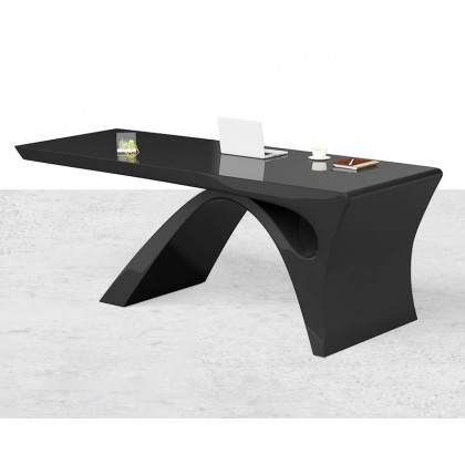 HMR Modern Computer Desk Rectangular Office Desk with Pedestal Base - Black, 71"