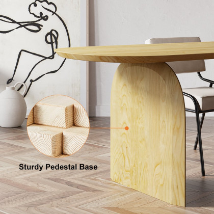 HMR Tintica Series Japandi Style Oval Wood Dining Table - Natural, 59" (Seats 4 People)
