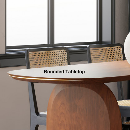 HMR Tintica Series Japandi Style Oval Wood Dining Table - Cherry, 70.9" (Seats 4-6 People)