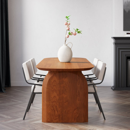 HMR Tintica Series Japandi Style Oval Wood Dining Table - Cherry, 70.9" (Seats 4-6 People)