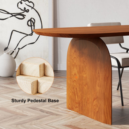 HMR Tintica Series Japandi Style Oval Wood Dining Table - Cherry, 70.9" (Seats 4-6 People)