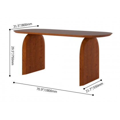 HMR Tintica Series Japandi Style Oval Wood Dining Table - Cherry, 70.9" (Seats 4-6 People)