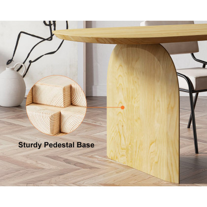 HMR Tintica Series Japandi Style Oval Wood Dining Table - Natural, 78.7" (Seats 6-8 People)