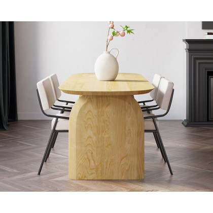 HMR Tintica Series Japandi Style Oval Wood Dining Table - Natural, 78.7" (Seats 6-8 People)