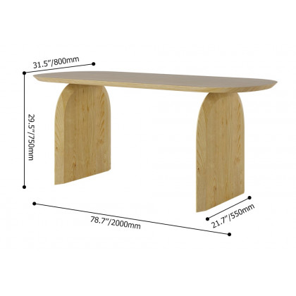 HMR Tintica Series Japandi Style Oval Wood Dining Table - Natural, 78.7" (Seats 6-8 People)